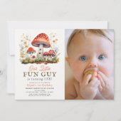 リトルおもしろい男の子の男の子の写真1st誕生日 招待状 (正面)