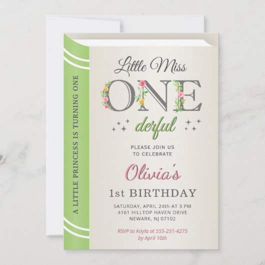 リトルお洒落オ恋しく思ネダーフル第1回誕生日 招待状 (正面)