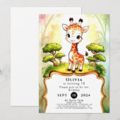 リトルお洒落キリン誕生日 招待状 (正面/裏面)