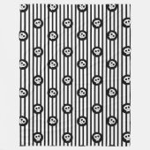 リトルお洒落スカルブラック&ホワイトスカル フリースブランケット (正面)