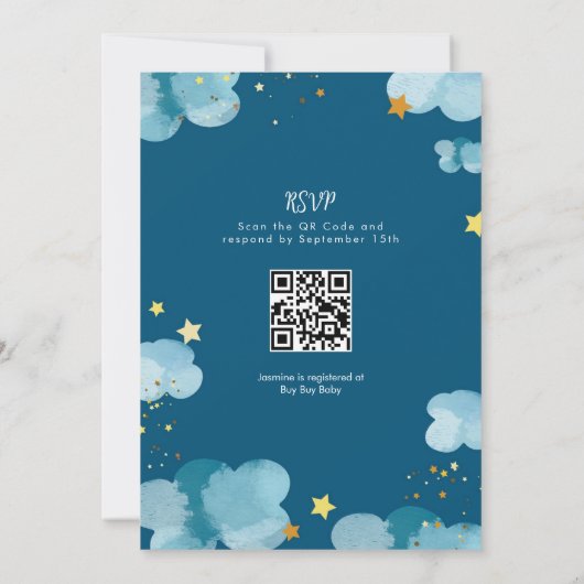 リトルお洒落スターベビーシャワー招待状 招待状 (裏面)