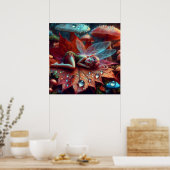 リトルお洒落フェアリーが葉の上で眠る ポスター (キッチン)