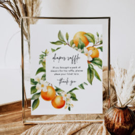 リトルかわいこちゃんおむつラッフルサイン柑橘系ベビーシャワー ポスター