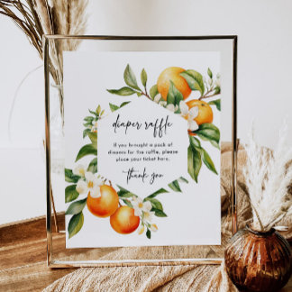 リトルかわいこちゃんおむつラッフルサイン柑橘系ベビーシャワー ポスター