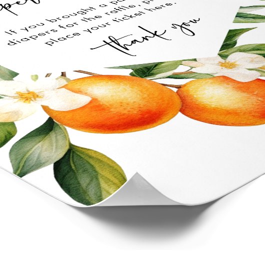 リトルかわいこちゃんおむつラッフルサイン柑橘系ベビーシャワー ポスター (角)