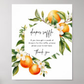 リトルかわいこちゃんおむつラッフルサイン柑橘系ベビーシャワー ポスター (正面)