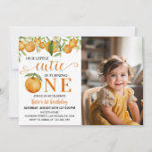 リトルかわいこちゃんが1つの誕生日招待状 招待状 (正面)