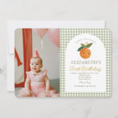 リトルかわいこちゃんが1オレンジ誕生日を回している 招待状 (正面)