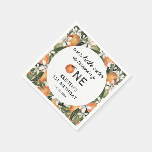 リトルかわいこちゃんが1歳の誕生日パーティーを回す スタンダードカクテルナプキン (角)