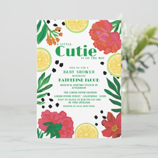 リトルかわいこちゃんの方法レモン柑橘系ベビーシャワーI 招待状 (スタンド正面)