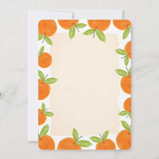 リトルかわいこちゃんの方法柑橘系オレンジ赤ちゃんシャワー 招待状 (裏面)
