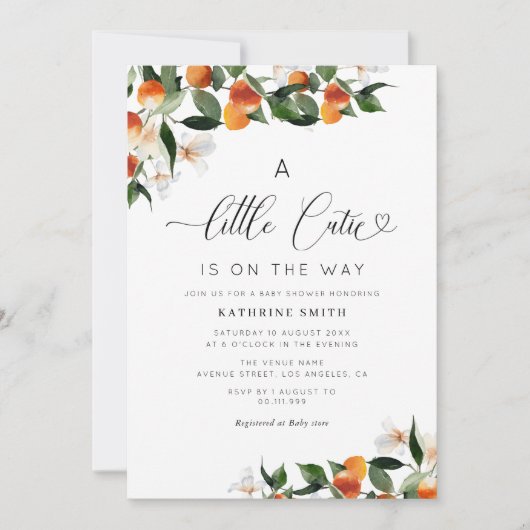 リトルかわいこちゃんの赤ちゃんシャワーの招待 招待状 (正面)