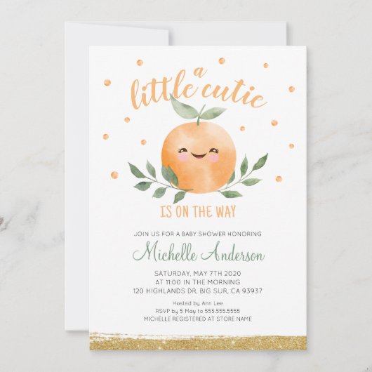 リトルかわいこちゃんは赤ちゃんシャワーの途中にある 招待状 (正面)