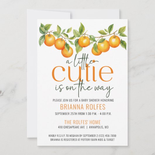 リトルかわいこちゃんは途中ベビーシャワー招待状 招待状 (正面)