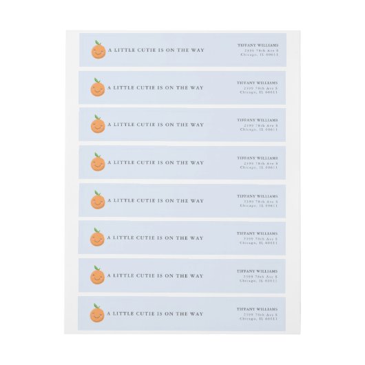 リトルかわいこちゃんは青い赤ちゃんシャワーの途中にある ラップアラウンドラベル (シート)