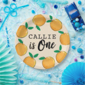 リトルかわいこちゃんオレンジカスタムファースト誕生日 ペーパープレート (パーティー)