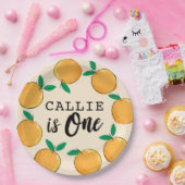 リトルかわいこちゃんオレンジカスタムファースト誕生日 ペーパープレート (パーティー)