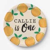 リトルかわいこちゃんオレンジカスタムファースト誕生日 ペーパープレート (正面)