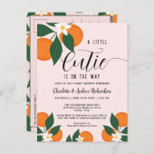 リトルかわいこちゃんオレンジカップルベビーシャワー招待状 ポストカード (正面/裏面)