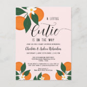 リトルかわいこちゃんオレンジカップルベビーシャワー招待状 ポストカード (正面)