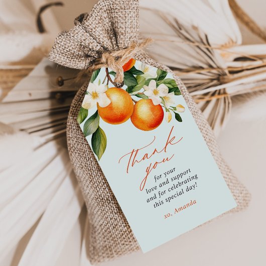 リトルかわいこちゃんオレンジクレメンチンベビーシャワーのお願い ギフトタグ