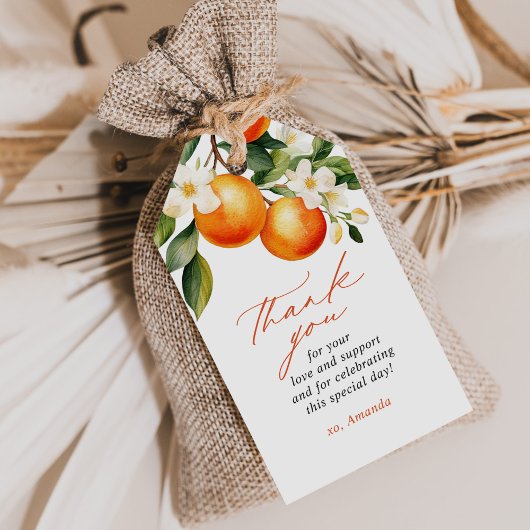 リトルかわいこちゃんオレンジクレメンチンベビーシャワーのお願い ギフトタグ