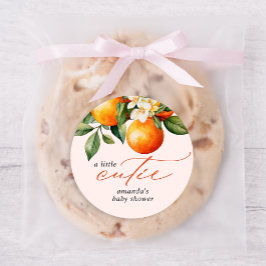 リトルかわいこちゃんオレンジクレメンチンベビーシャワーのお願い ラウンドシール