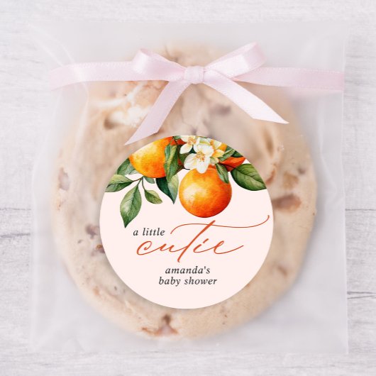 リトルかわいこちゃんオレンジクレメンチンベビーシャワーのお願い ラウンドシール