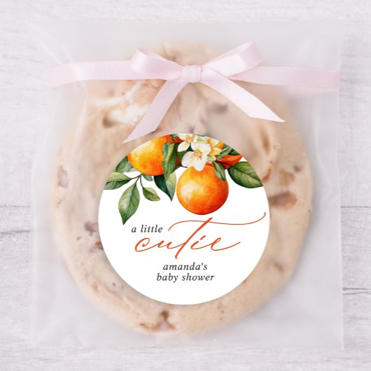 リトルかわいこちゃんオレンジクレメンチンベビーシャワーのお願い ラウンドシール