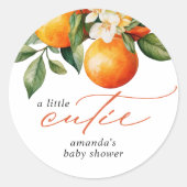 リトルかわいこちゃんオレンジクレメンチンベビーシャワーのお願い ラウンドシール (正面)
