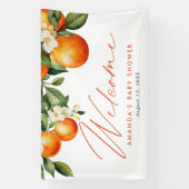 リトルかわいこちゃんオレンジクレメンチンベビーシャワーのお願い 横断幕 (縦)