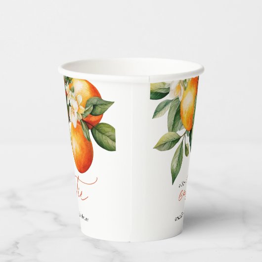 リトルかわいこちゃんオレンジクレメンチンベビーシャワーのお願い 紙コップ (右)