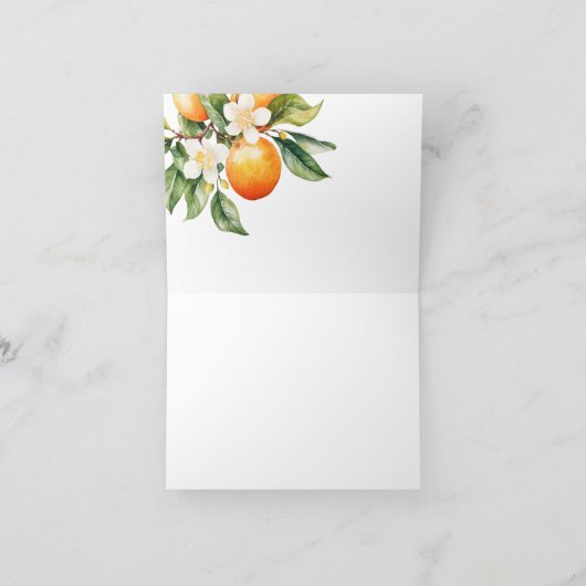 リトルかわいこちゃんオレンジクレメンチンベビーシャワー サンキューカード (内部)