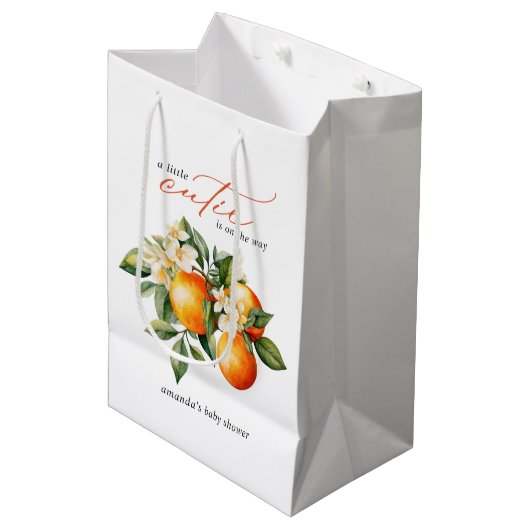 リトルかわいこちゃんオレンジクレメンチンベビーシャワー ミディアムペーパーバッグ (正面アングル)