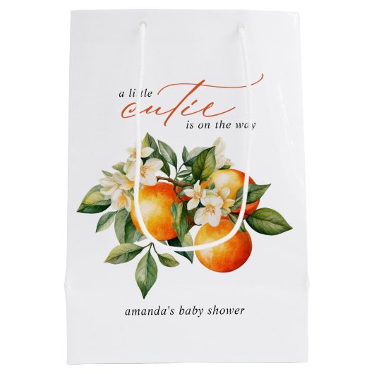 リトルかわいこちゃんオレンジクレメンチンベビーシャワー ミディアムペーパーバッグ (裏面)
