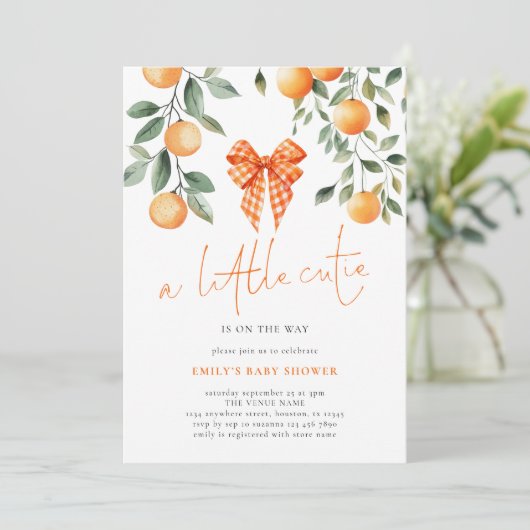 リトルかわいこちゃんオレンジコケットボーガールベビーシャワー 招待状 (スタンド正面)
