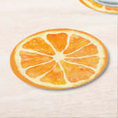 リトルかわいこちゃんオレンジサマー – フカラフルルーツ ラウンドペーパーコースター (アングル)