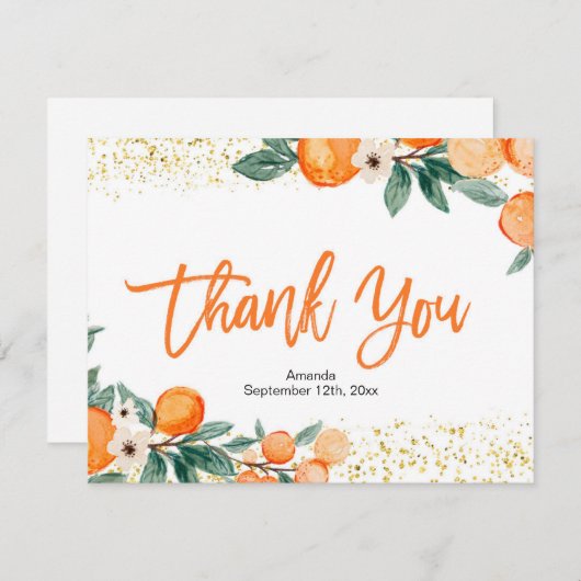 リトルかわいこちゃんオレンジサンキューカード サンキューカード (正面/裏面)