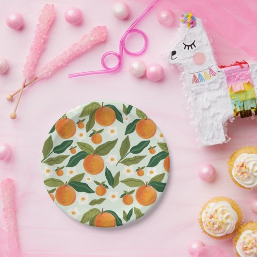 リトルかわいこちゃんオレンジシトラスファースト誕生日 ペーパープレート (パーティー)