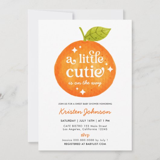 リトルかわいこちゃんオレンジシトラスベビーシャワー招待状 招待状 (正面)