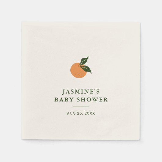 リトルかわいこちゃんオレンジシトラスベビーシャワー スタンダードカクテルナプキン (正面)
