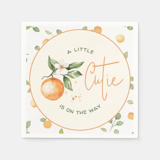 リトルかわいこちゃんオレンジシトラスベビーシャワー スタンダードカクテルナプキン (正面)