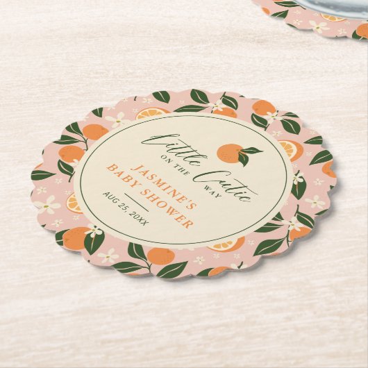 リトルかわいこちゃんオレンジシトラスベビーシャワー ペーパーコースター (アングル)