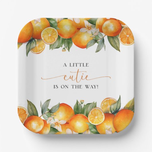 リトルかわいこちゃんオレンジシトラスベビーシャワー ペーパープレート (正面)