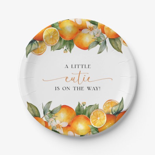 リトルかわいこちゃんオレンジシトラスベビーシャワー ペーパープレート (正面)