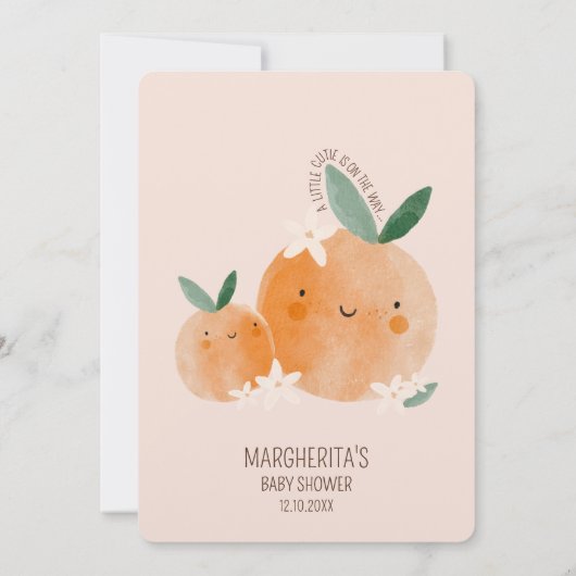 リトルかわいこちゃんオレンジシトラスボタニカルベビーブシャワー サンキューカード (裏面)