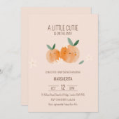 リトルかわいこちゃんオレンジシトラスボタニカルベビーブシャワー 招待状 (正面/裏面)