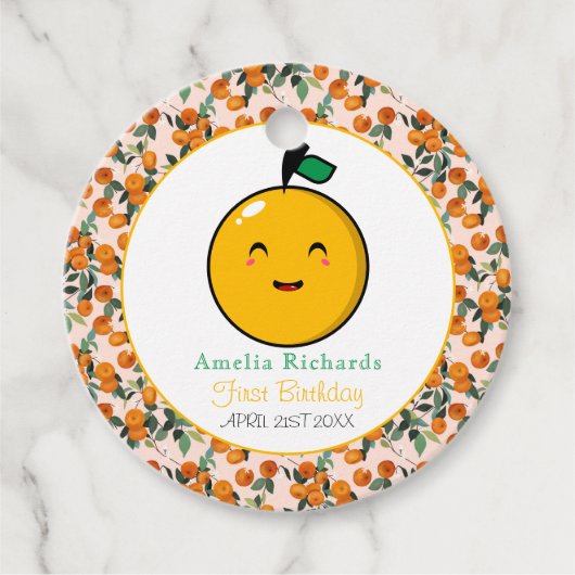 リトルかわいこちゃんオレンジシトラス1st誕生日 フェイバータグ (正面)