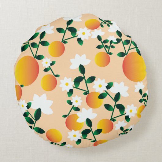 リトルかわいこちゃんオレンジパターン ラウンドクッション (裏面)