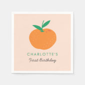 リトルかわいこちゃんオレンジファースト誕生日ナプキンス スタンダードカクテルナプキン (正面)